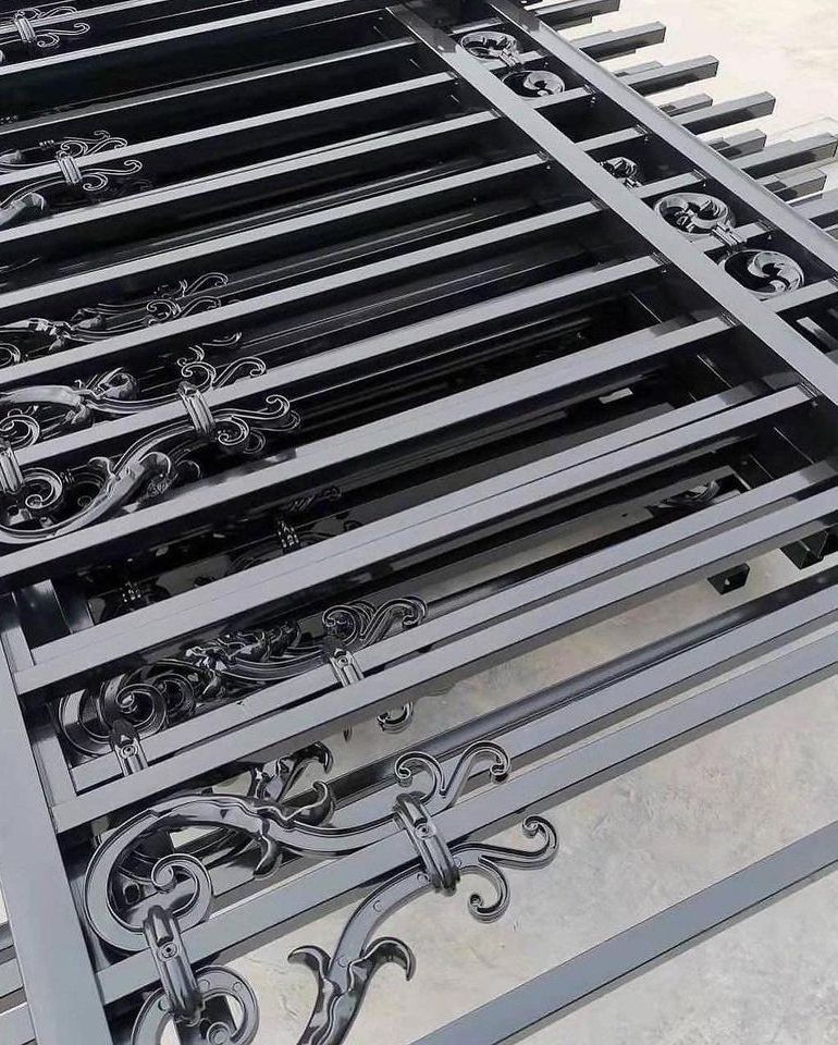 Wholesale Double Swing Wrought Iron Fence Gate Protective Galvanized Steel Fence Gate