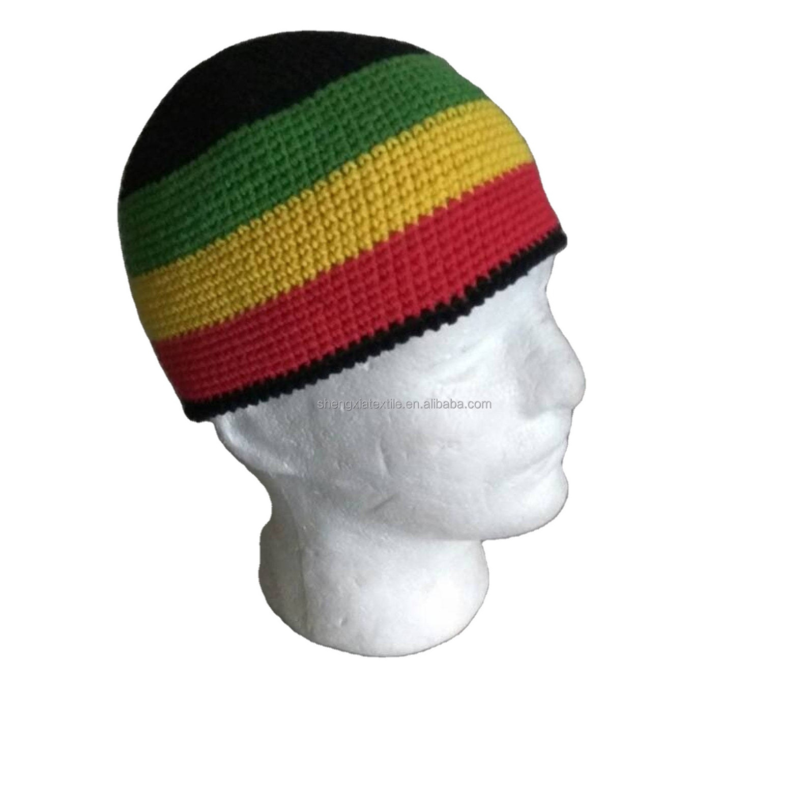 Rasta punk crochet hat - Bob Marley hat - Skullcap Cotton kufi - Mens short Rasta Beanie - Jamaican rasta hat - Skullcap Beanie