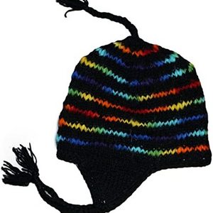 Hand Knit Unisex Wool Beanie Hat Ear Flap Fleece Lined Nepal hat