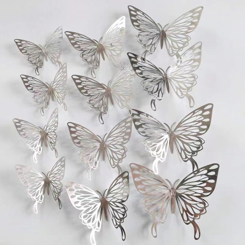 Newest Style Gold Butterfly 3D Wall Decor Stickers Mural Stickers for Home Room Wedding Decorations