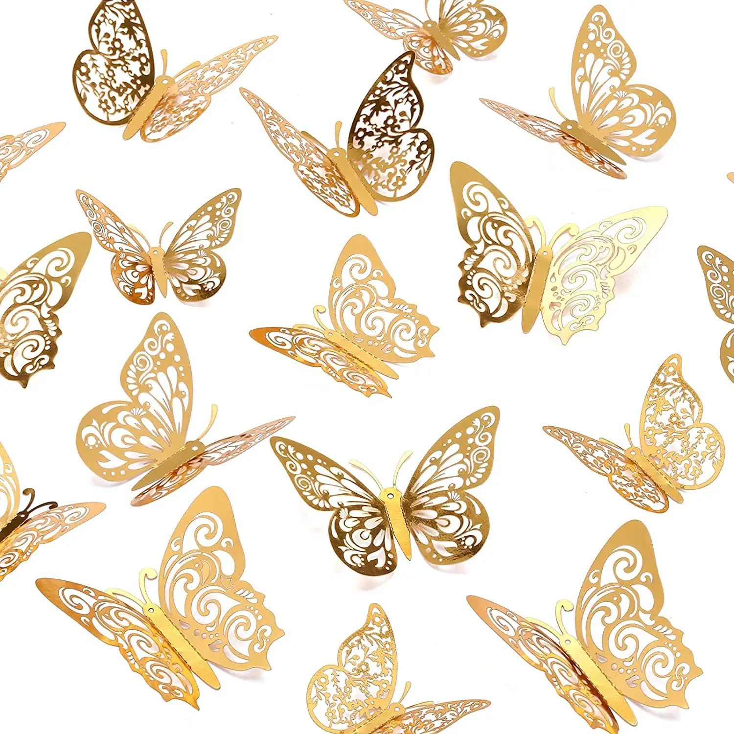 Newest Style Gold Butterfly 3D Wall Decor Stickers Mural Stickers for Home Room Wedding Decorations