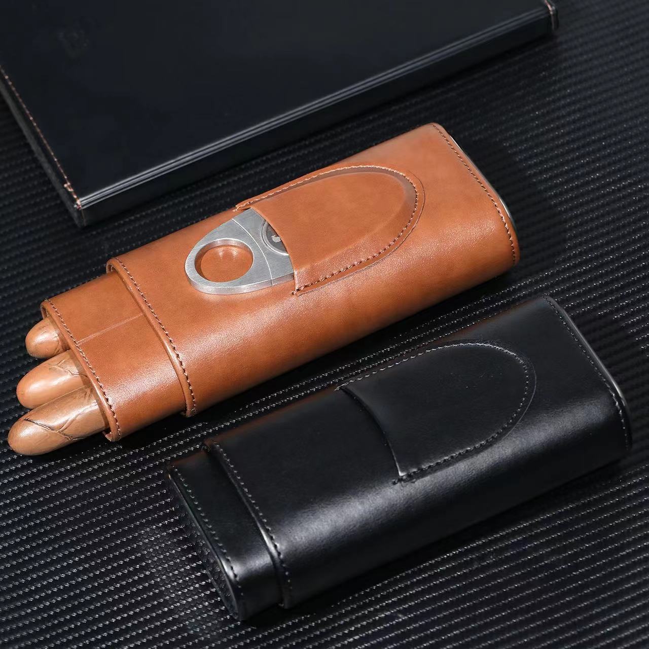 Wholesale Custom New Design Cigar Leather Case Cigar Cutter Luxury Set with Cutter