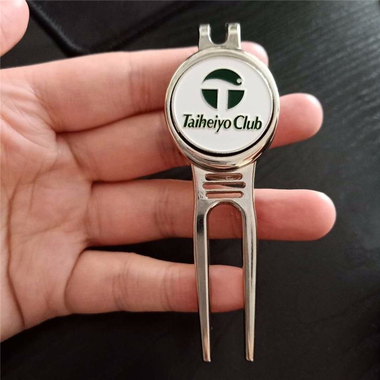 Wholesale Custom Logo Zinc Alloy with Ball Marker Magnetic Lawn Plain Repairing Pitch Fork Tools Metal Golf Divot Tool