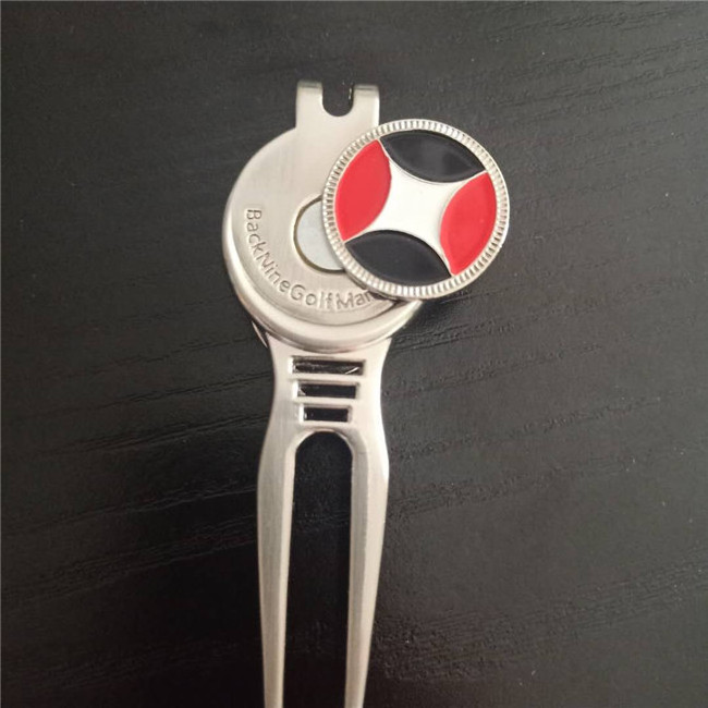 Wholesale Custom Logo Zinc Alloy with Ball Marker Magnetic Lawn Plain Repairing Pitch Fork Tools Metal Golf Divot Tool