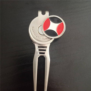 Wholesale Custom Logo Zinc Alloy with Ball Marker Magnetic Lawn Plain Repairing Pitch Fork Tools Metal Golf Divot Tool