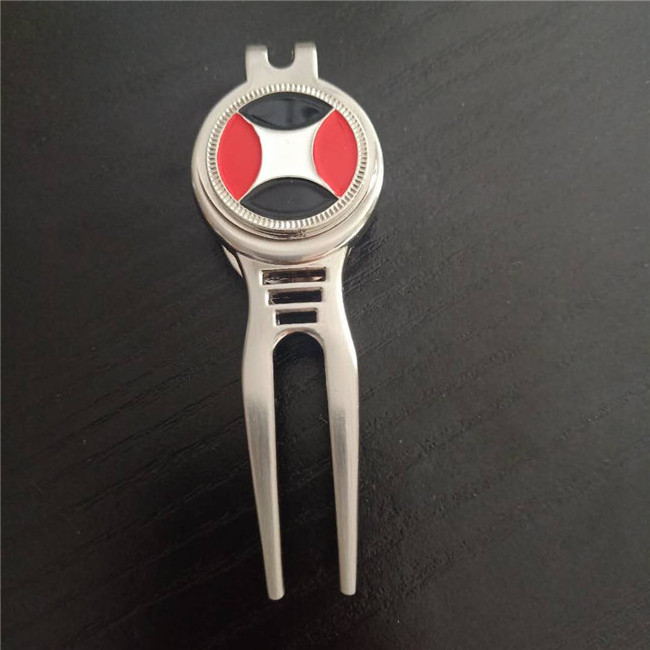 Wholesale Custom Logo Zinc Alloy with Ball Marker Magnetic Lawn Plain Repairing Pitch Fork Tools Metal Golf Divot Tool