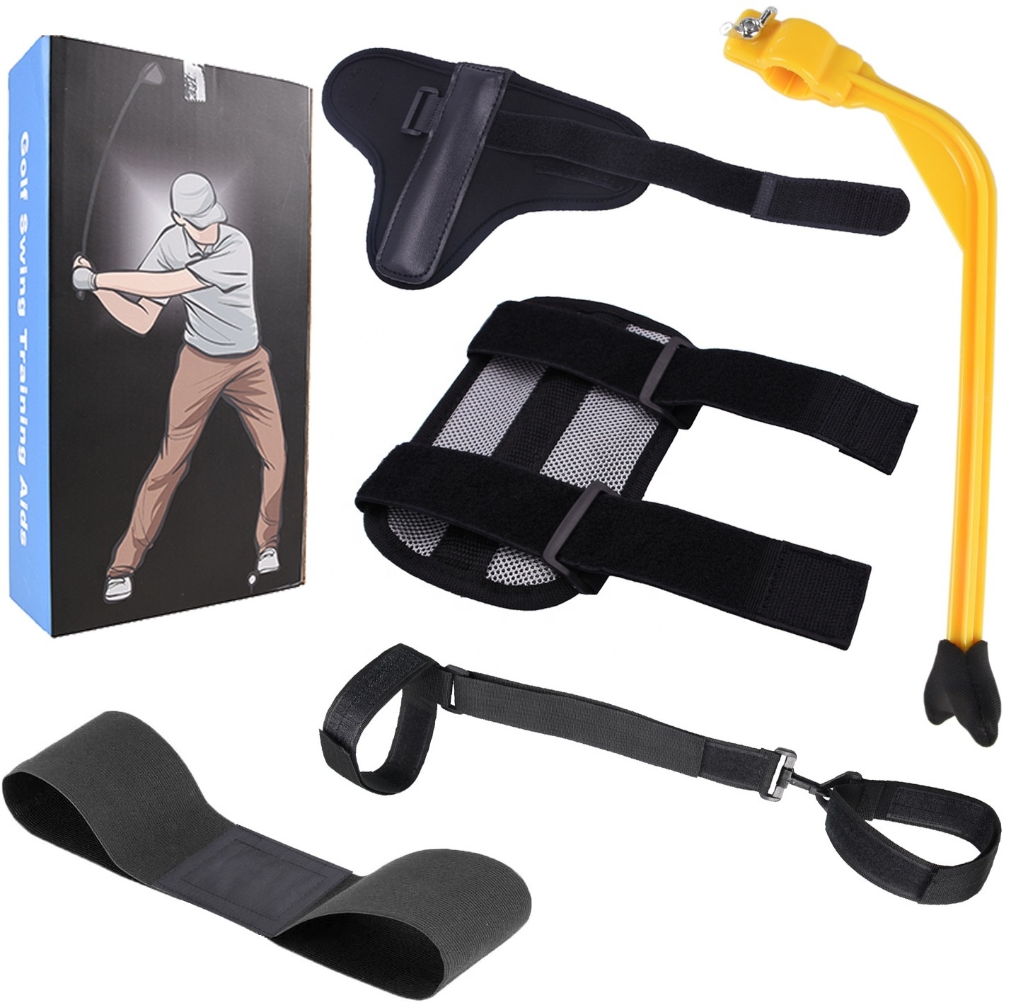 Golf arm leg posture corrector curved arm alerter wrist corrector swing trainer five piece combo