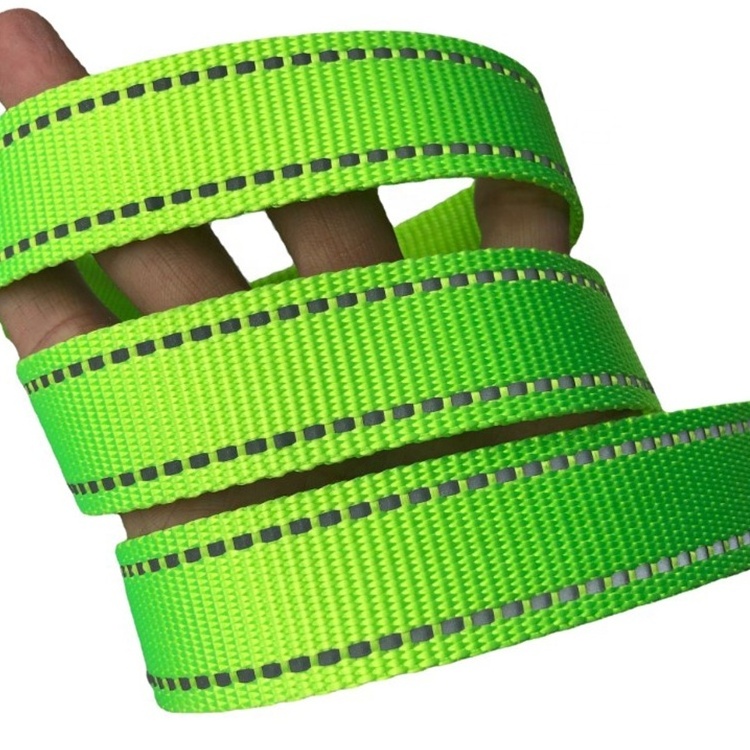 reflective nylon webbing 1 inch Pet reflective strap webbing