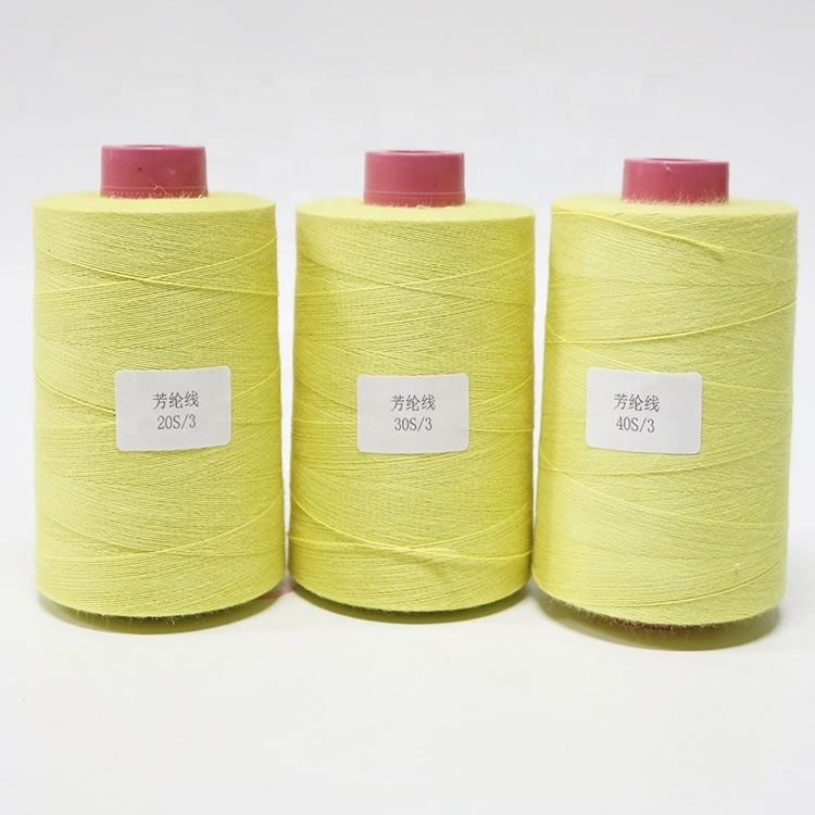 Raw yellow 1414 fireproof sewing thread Kevlar Para aramid sewing thread