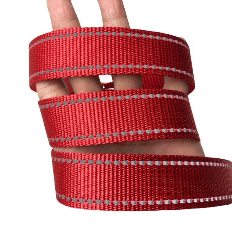 reflective nylon webbing 1 inch Pet reflective strap webbing