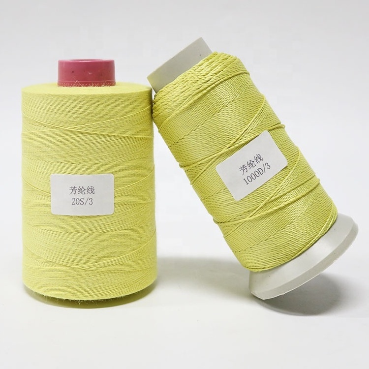 Raw yellow 1414 fireproof sewing thread Kevlar Para aramid sewing thread