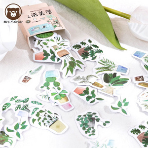 46pcs/box Mini Size Decorative Stickers Decals for Scrapbooking DIY Planner Handmade Cartoon Green Plant Journals Seal Stickers