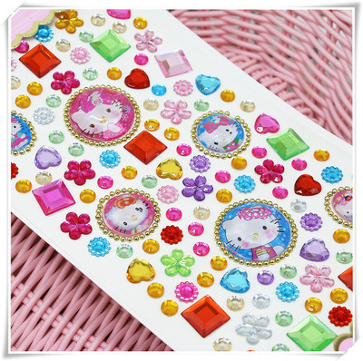 3d flash diamond crystal gem self adhesive rhinestone sticker for kids diy painting decoration