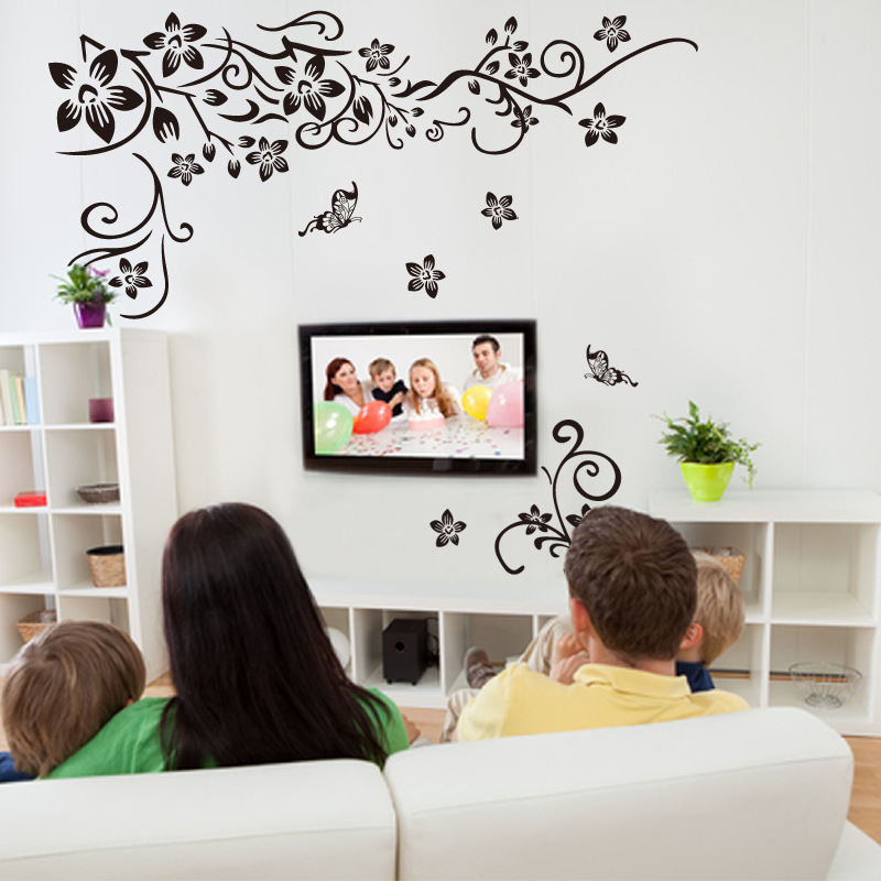 DIY black butterfly Flower Wall Stickers Mural Modern Stickers Decoration for Living Room Bedroom TV Wall Home Decals Decor