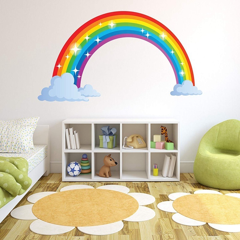 3D PVC Rainbow Wall Sticker Kids Bedroom Nursery Window Decals Vinyl Art Murals self adhesive pvc wall sticker