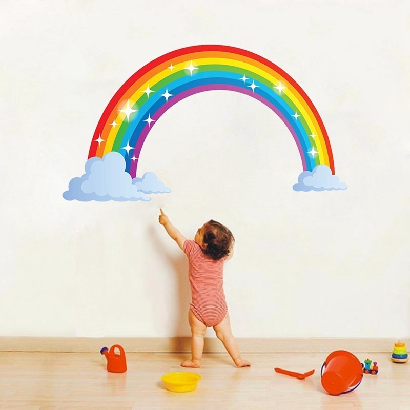 3D PVC Rainbow Wall Sticker Kids Bedroom Nursery Window Decals Vinyl Art Murals self adhesive pvc wall sticker