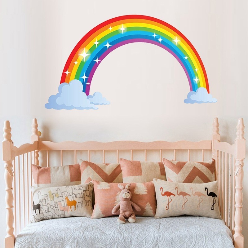 3D PVC Rainbow Wall Sticker Kids Bedroom Nursery Window Decals Vinyl Art Murals self adhesive pvc wall sticker