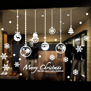 Wall Stickers White Shop Window Glass Decor Merry Christmas Decorations For Home Festival Vinyl Mural Decals