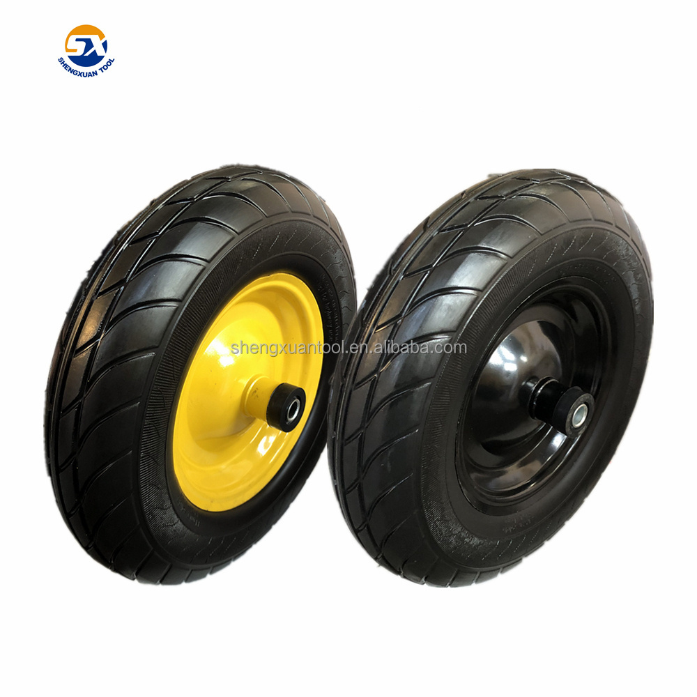 replacement wagon cart wheel 16 inch puncture free Flat free wheel small Solid PU foamed wheel