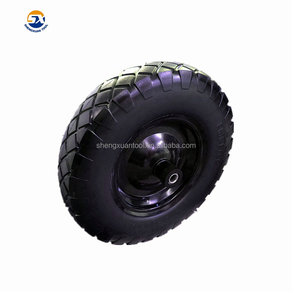 replacement wagon cart wheel 16 inch puncture free Flat free wheel small Solid PU foamed wheel