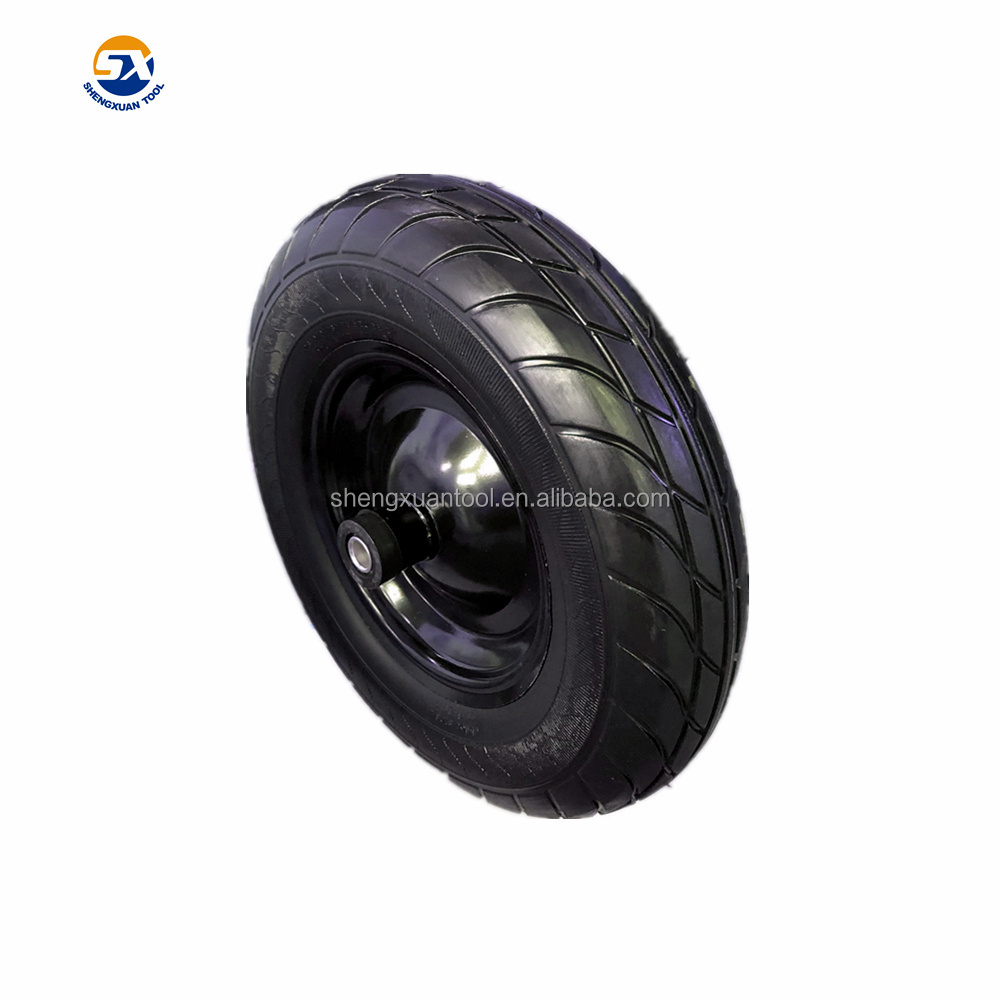 Not for highway use flat free wheelbarrow pu wheel 16