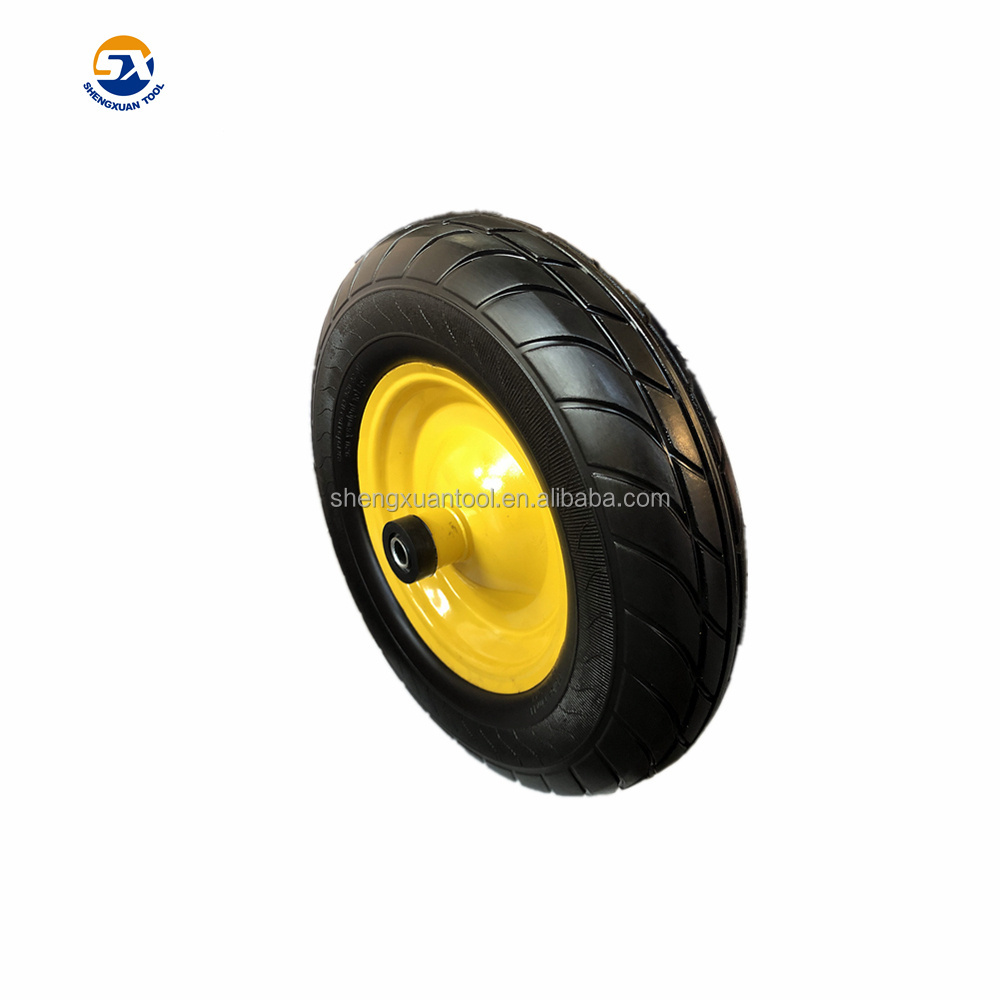 Not for highway use flat free wheelbarrow pu wheel 16