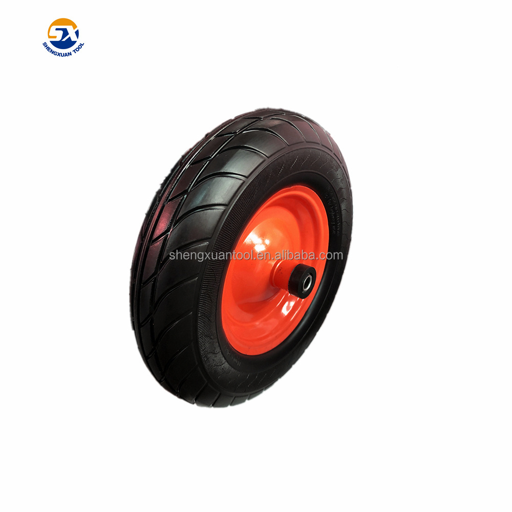 Not for highway use flat free wheelbarrow pu wheel 16