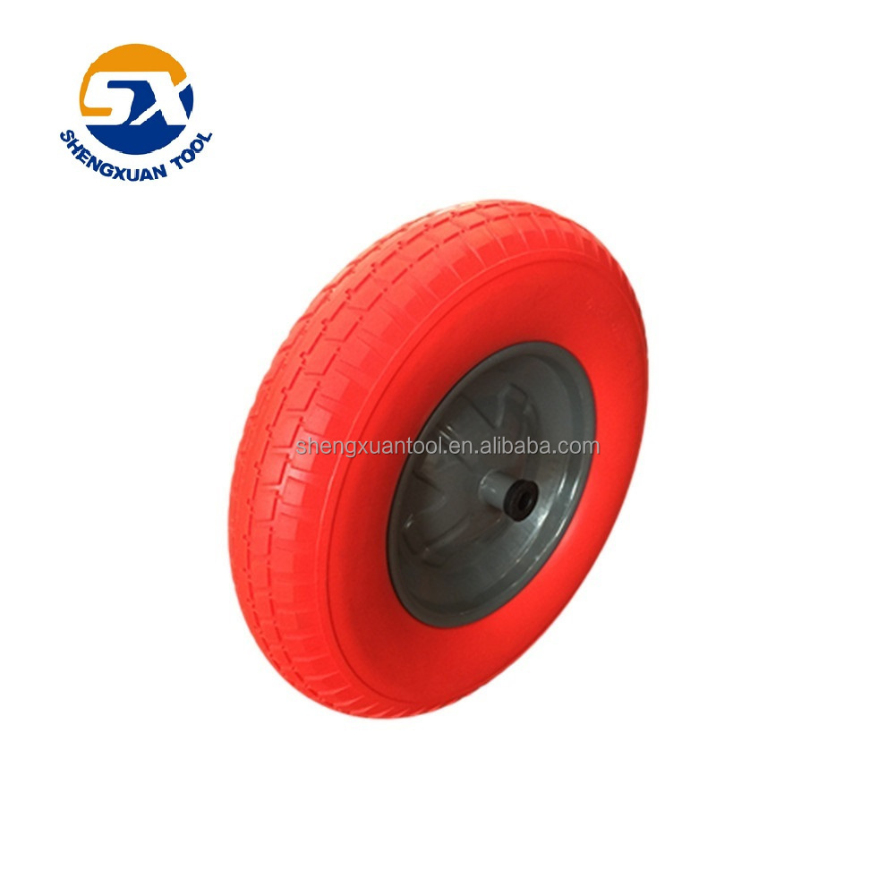 14 inch solid wheel wholesale PU foam wheelbarrow wheel flat free rubber wheels solid tire