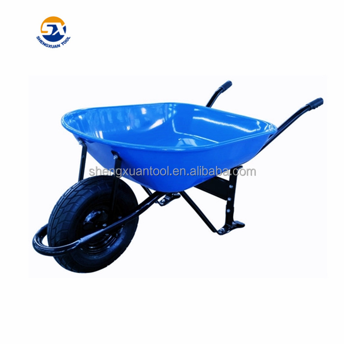 Good quality powder coated blue color metal commercial wheelbarrow