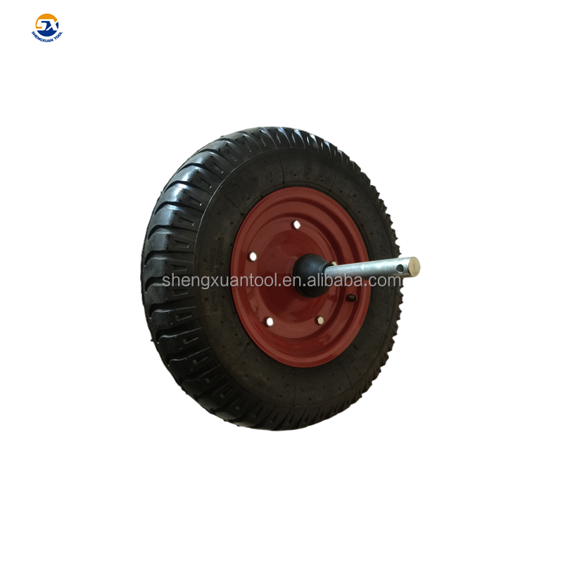 16 inch steel rim rubber wheel wheelbarrow wheel 4.00-8 solid axle