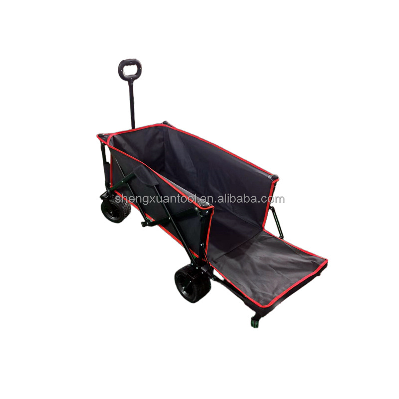 Heavy Duty Collapsible Folding All Terrain Utility Wagon Beach Cart With Egg Roll Table