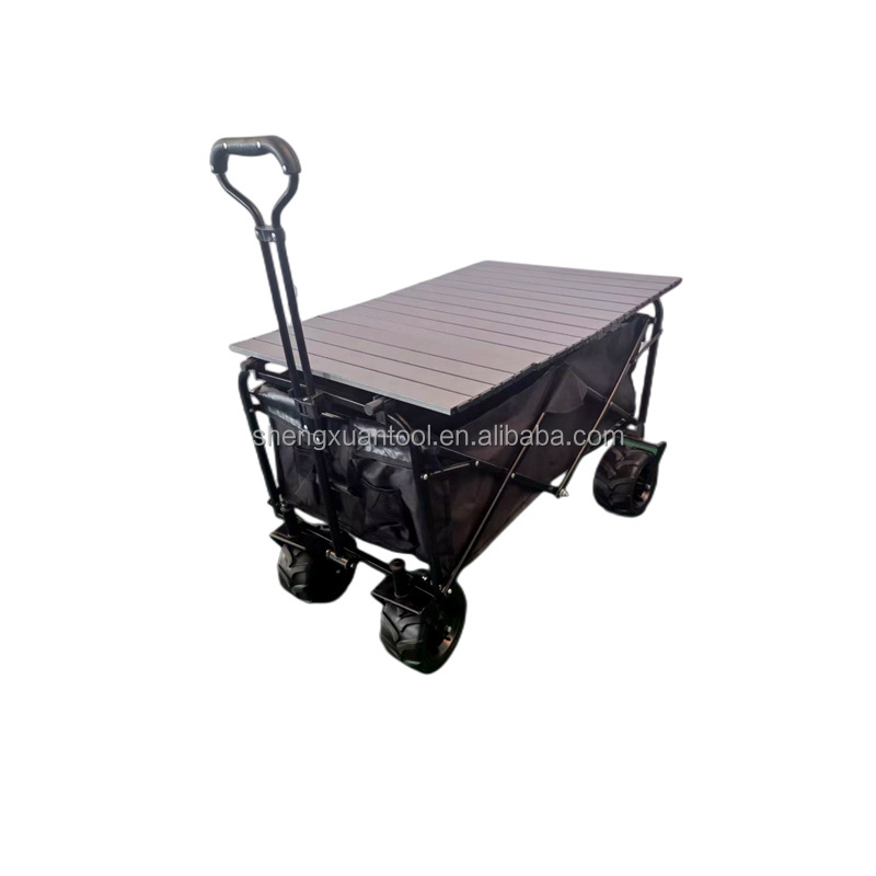 Heavy Duty Collapsible Folding All Terrain Utility Wagon Beach Cart With Egg Roll Table