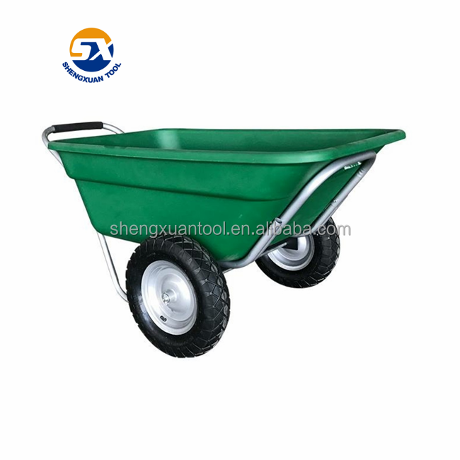 Plastic tray 180L capacity three wheel garden wheelbarrow for sale