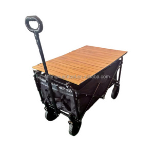 Heavy Duty Collapsible Folding All Terrain Utility Wagon Beach Cart With Egg Roll Table