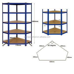 Durable high level corner metal rack shelving