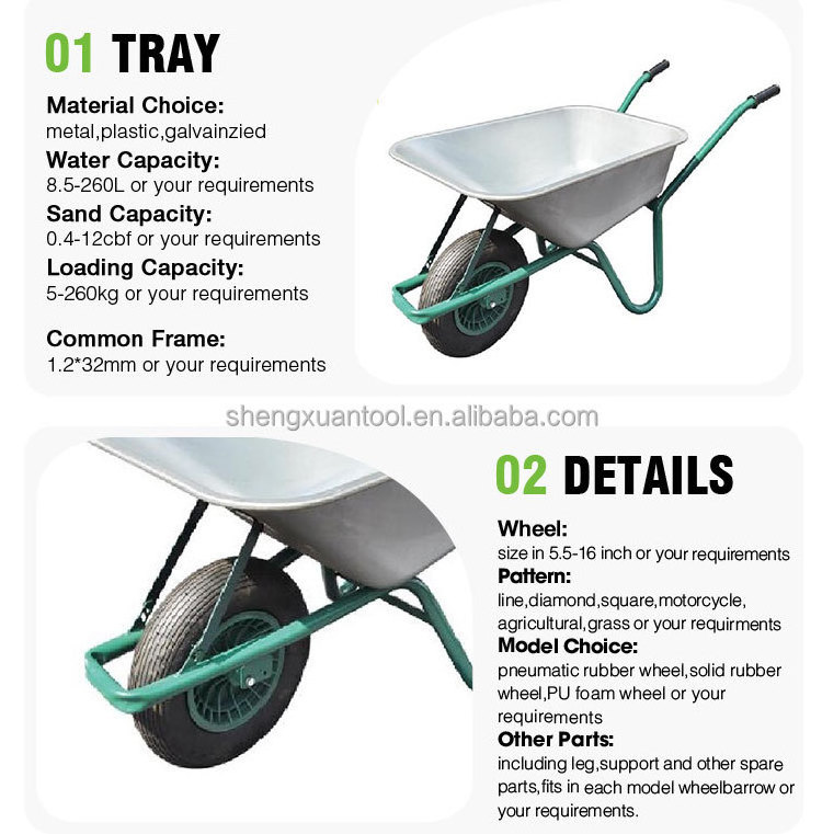 Strong model 0.7mm tray thickness commercial wheelbarrow wb6414T