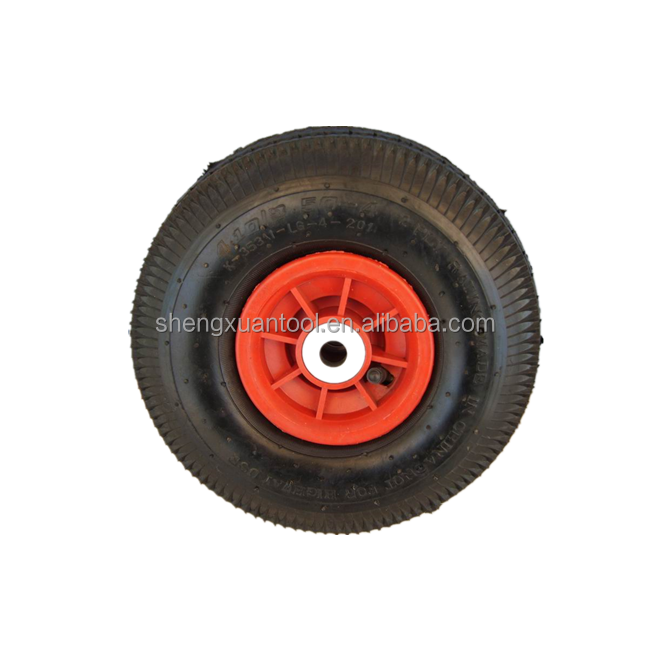 Heavy Duty Pneumatic Rubber Wheel Garden Cart Tire With Long Axle 10x3.50-4 rubber pneumatic beach cart wheel