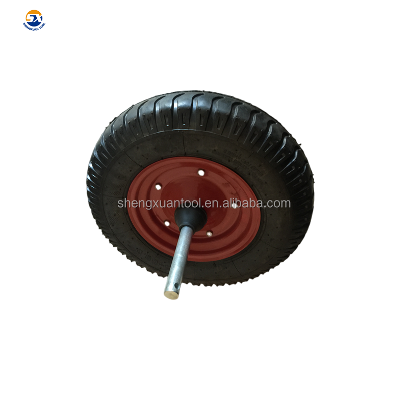 16 inch steel rim rubber wheel wheelbarrow wheel 4.00-8 solid axle