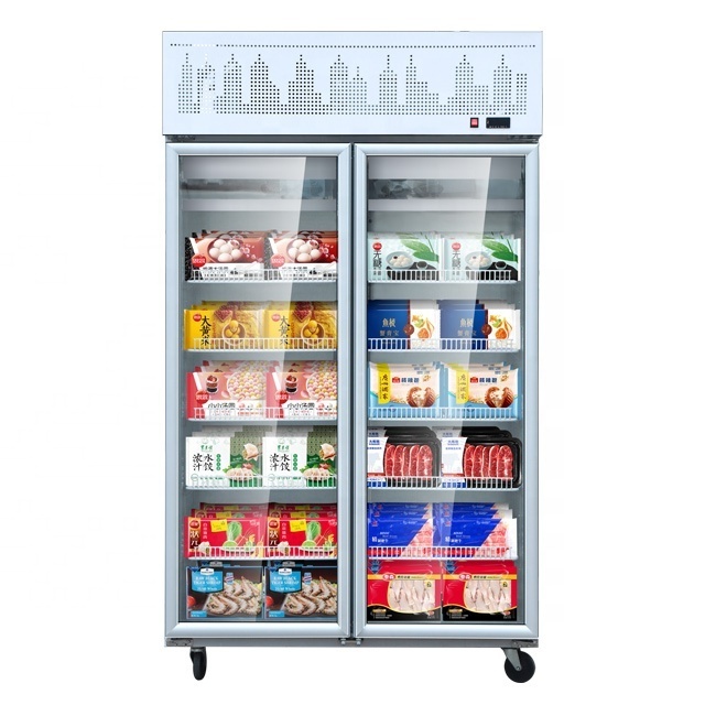 220v air cooling manufacture price drink showcase display freezers clear glass door refrigerator for supermarket