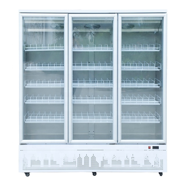 220v air cooling manufacture price drink showcase display freezers clear glass door refrigerator for supermarket