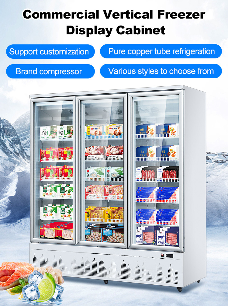 Luxury Frozen Food Gelato Italian Ice Cream Display Freezer Showcase Vertical stand freezer