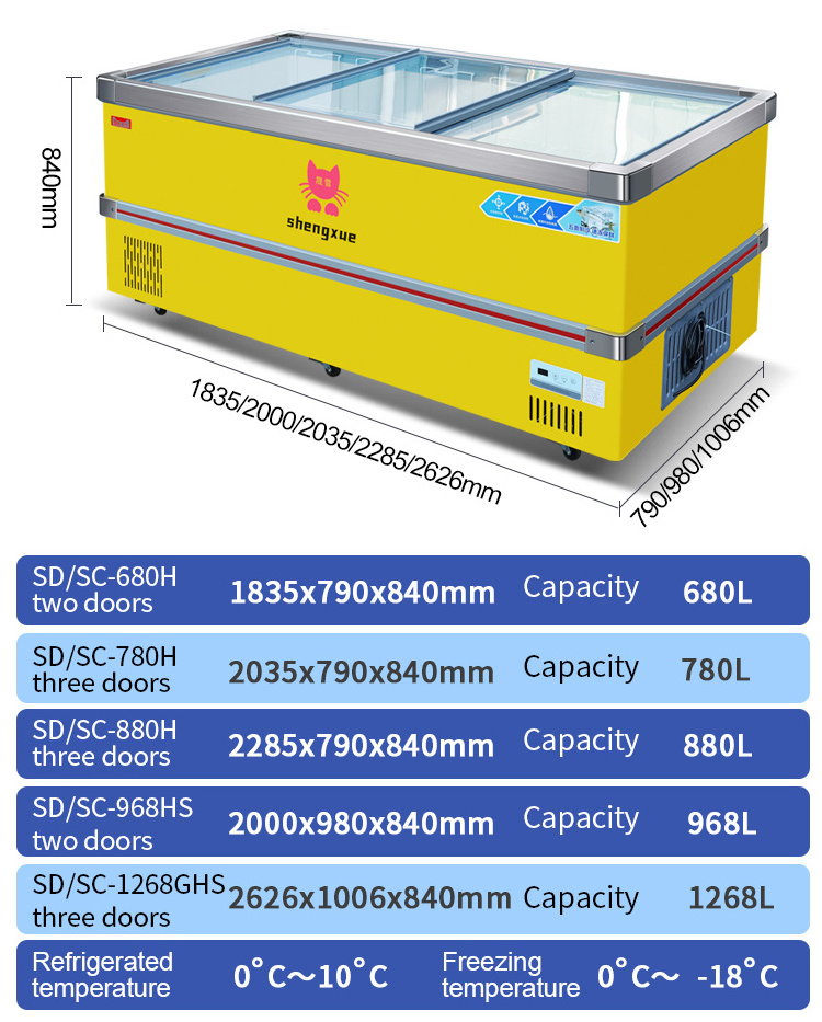 Popular Products Refrigeration Supermarket Island Freezer Deep Horizontal Chest Freezer