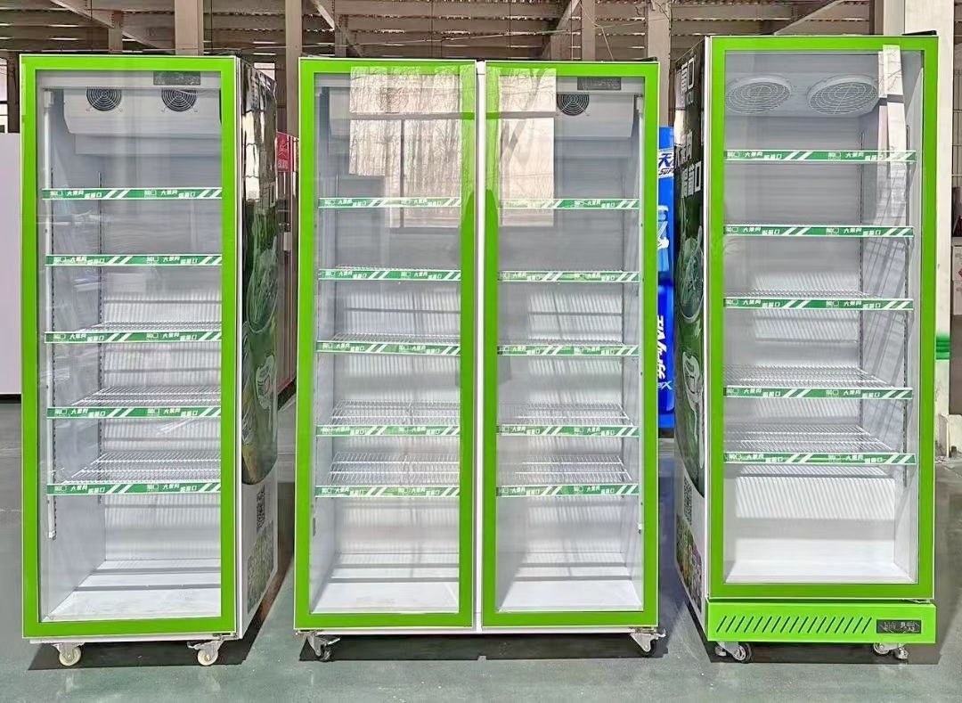 2 Doors 660L direct Cooling double glazing glass lower compressor pepsi display Refrigerator for supermarket copper tube