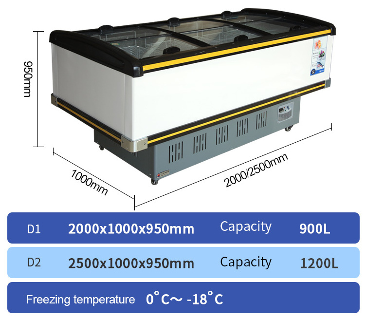 Popular Products Refrigeration Supermarket Island Freezer Deep Horizontal Chest Freezer