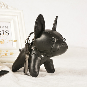 New hot-selling fashion accessories French Bulldog key chain leather dog fighting bag pendant accessories gift wholesale