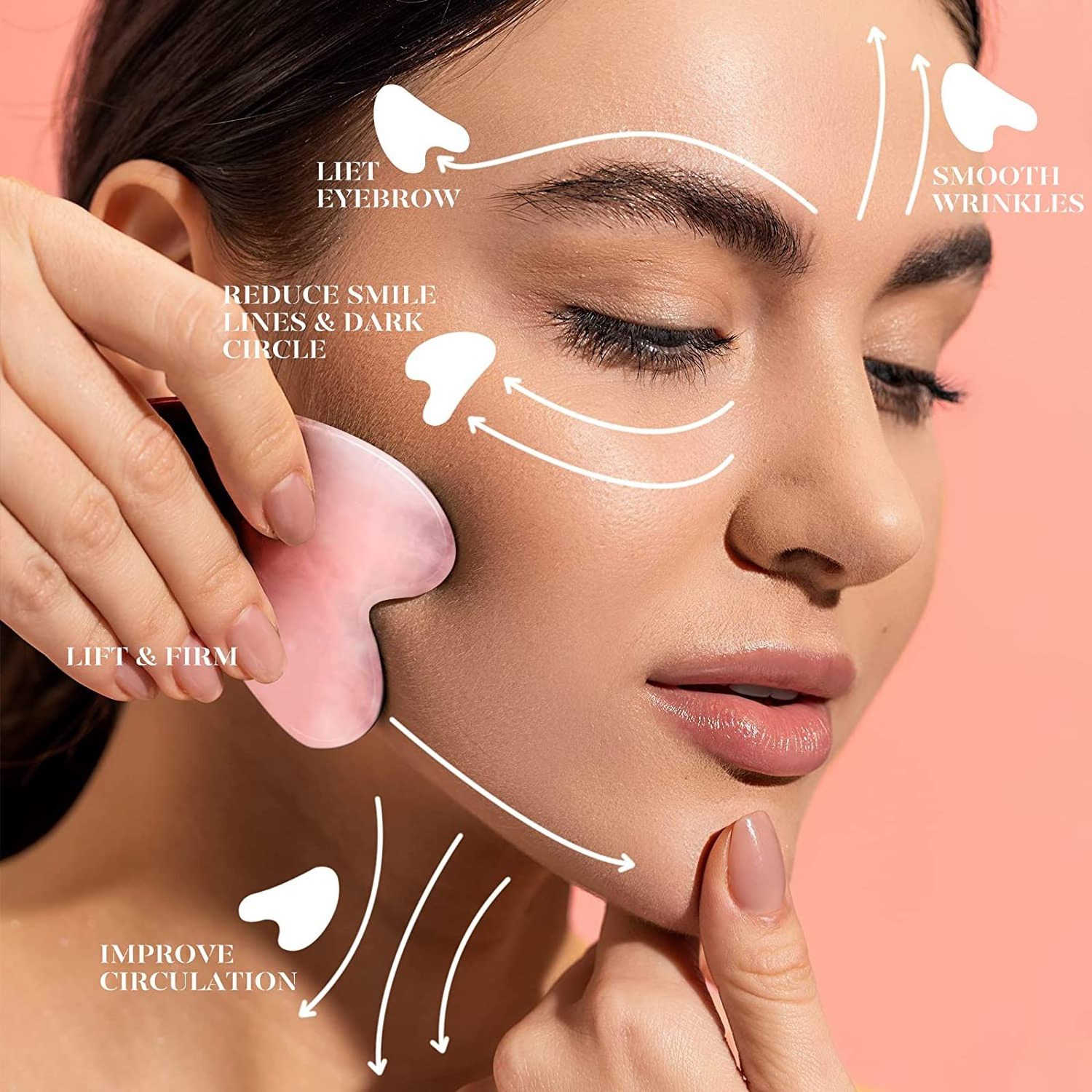 Premium Quality Skincare Beauty Tool Real 100% Natural Jade Stone Rose Quartz Gua Sha For Facial Massage