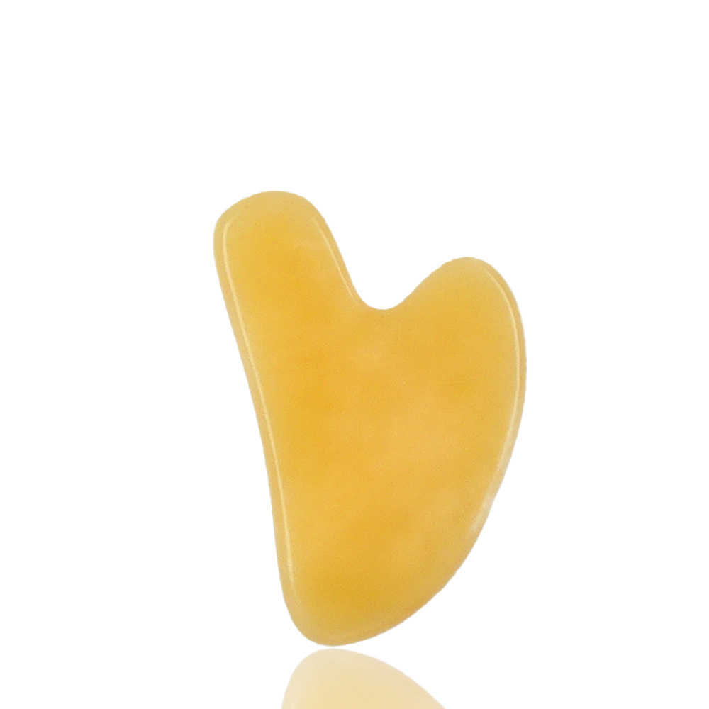 Private Label High Quality 100% Natural Yellow Crystal Jade Stone Orange Color Gua Sha For Facial Massage