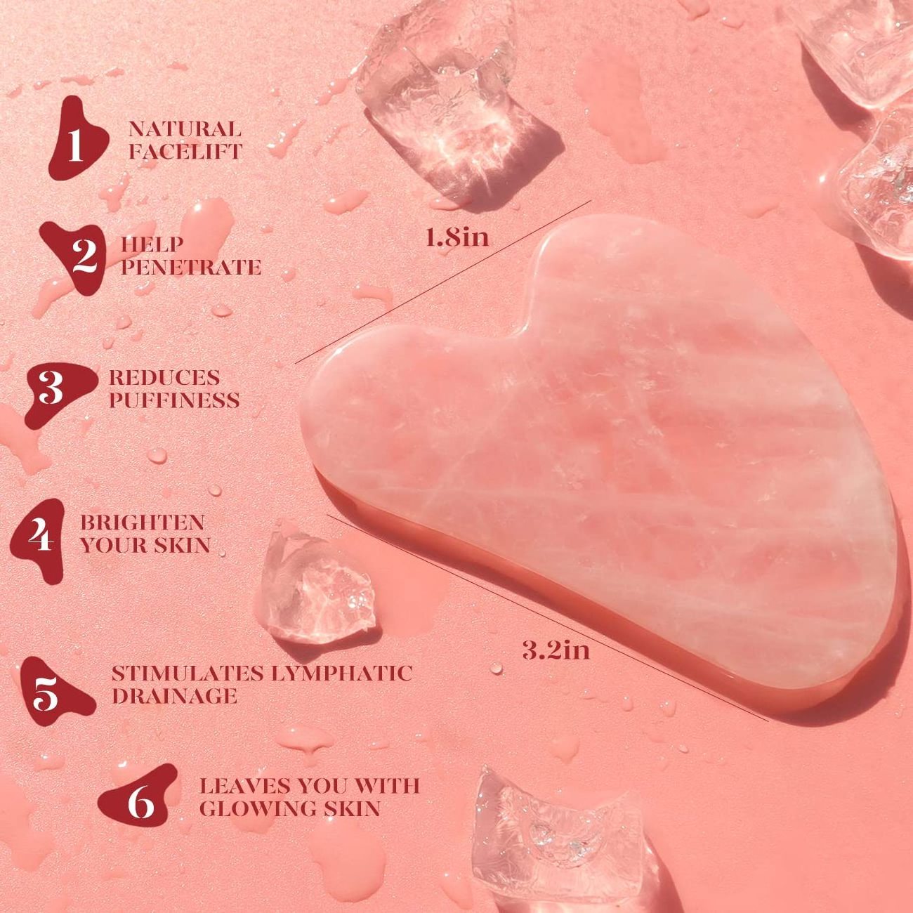 Premium Quality Skincare Beauty Tool Real 100% Natural Jade Stone Rose Quartz Gua Sha For Facial Massage