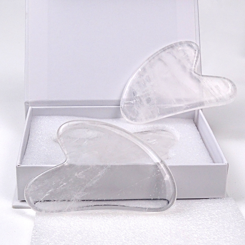 New style Clear stone jade gua sha Scraping white Clear Quartz Gua Sha Massage Tools with box