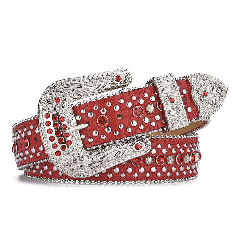 High Quality Western Style Bling Bling Crystal Belt Buckle Luxury Rhinestone Belts for Men and Women